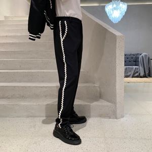 春秋韩版潮流S花边装饰男士休闲长裤A345-1068-P65图片