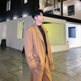 秋冬新款单粒扣宽松西服上衣领带可拆卸设计外套潮A345-1160-P135，男装西服，电商A345