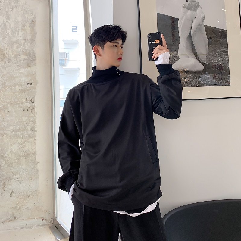 原创设计师暗黑风宽松打底衫潮牌个性飘带套头卫衣A3451951P68，男装T恤，电商A345