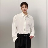 男设计感小众气质衬衫长袖韩版时尚白色衬衣A345-1998-P75，男装衬衫，电商A345