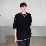 短袖t恤男夏季新款潮流半袖明辑线纯棉上衣宽松体恤A345-1803-P50，男装T恤，电商A345