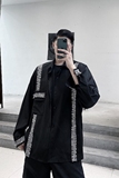 2025秋款复古风不规则宽松长袖时尚洋气黑色衬衣男A345-1207-P75，男装衬衫，电商A345