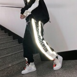秋季3M反光织带印花街头潮时尚宽松休闲运动裤男A345-1002-P68，女装休闲裤，电商A345