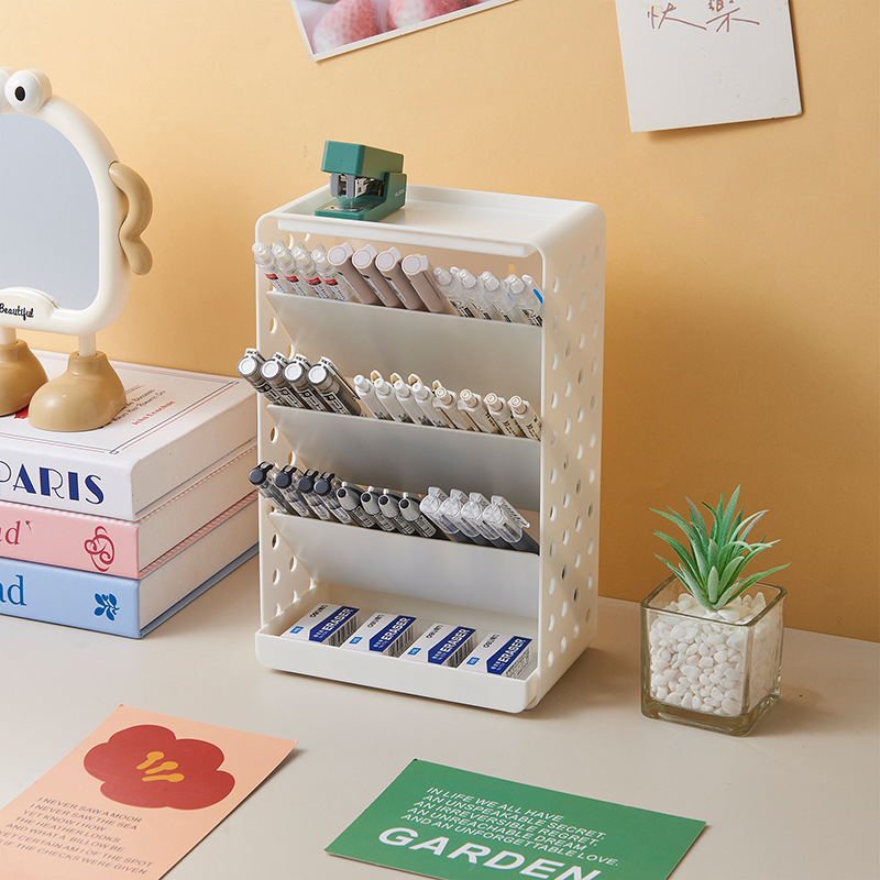 斜插式笔筒小学生书桌面文具置物办公室宿舍马克笔收纳塑料