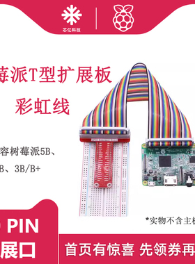 树莓派Raspberry pi 3B+/4B/5B GPIO拓展板T型扩展板彩虹线连接线