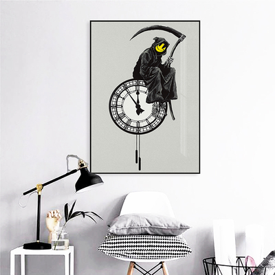 笑脸死神来了banksy个性风装饰画