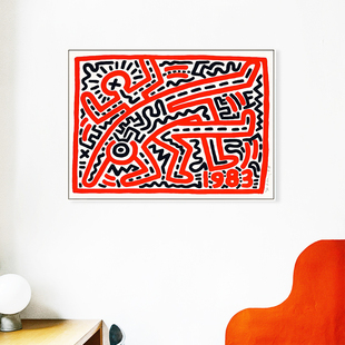 凯斯哈林挂画潮流涂鸦波普艺术装饰画电竞酒店工作室大幅小众版画