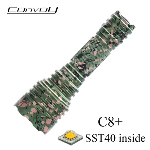 Convoy毛裤C8+迷彩绿SST40强光手电筒远射18650露营徒步登山钓鱼