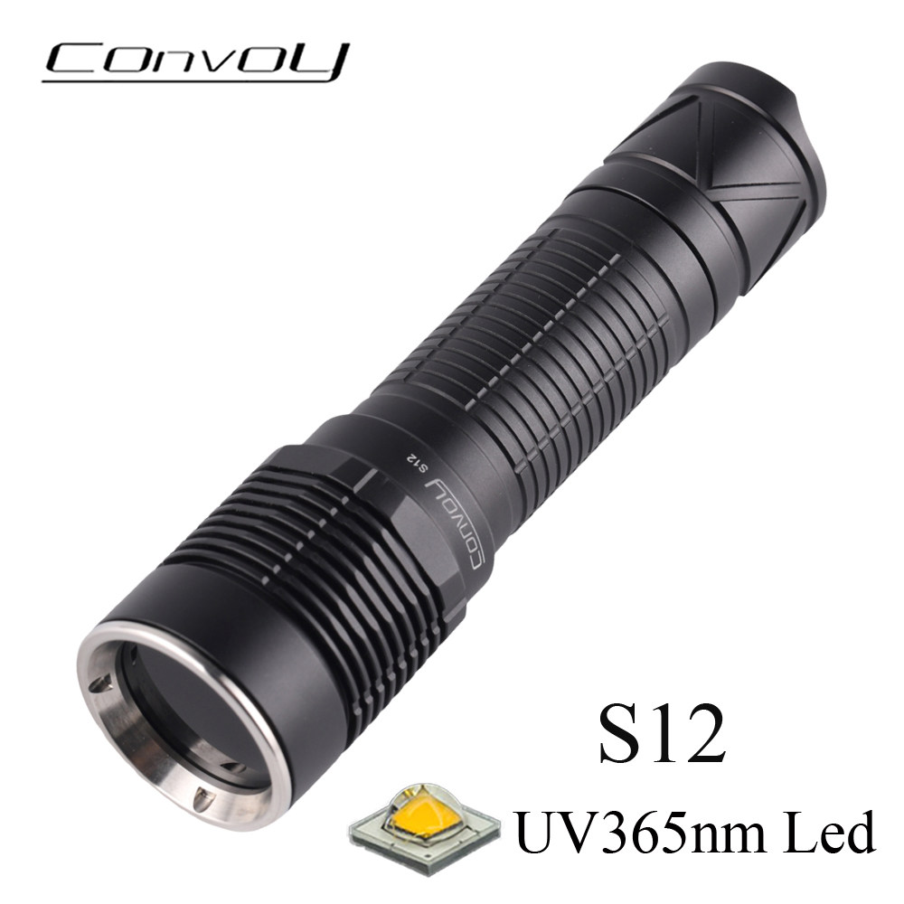 Convoy毛裤S12 3*UV 365nm紫外线Led手电筒防伪验钞荧光检测21700