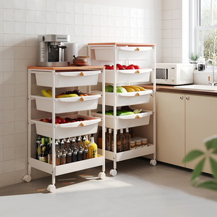 格美居厨房置物架小推车多层落地台面家用蔬菜篮子多功能收纳推车