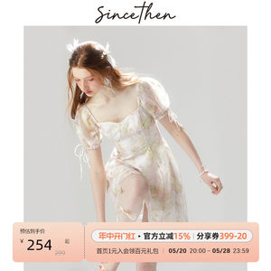 sincethen法式碎花连衣裙女夏季