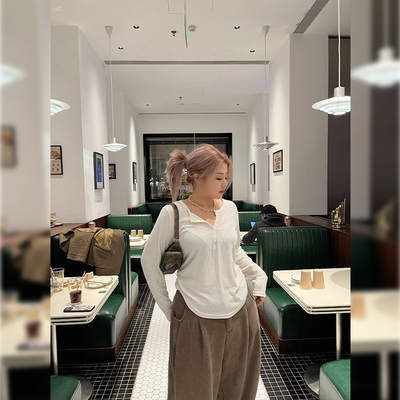 长袖街头风正肩百搭T恤