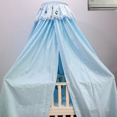 床幔防风婴儿床蚊帐宝宝帐篷防虫遮光帘床帘挡空调风纯棉布帘床上
