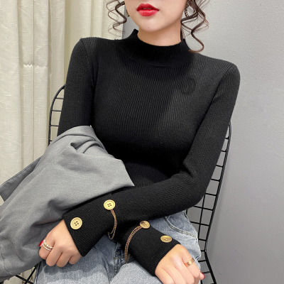 半高领蕾丝加绒毛衣女加厚打底衫女内搭洋气2020秋冬新款百搭上衣