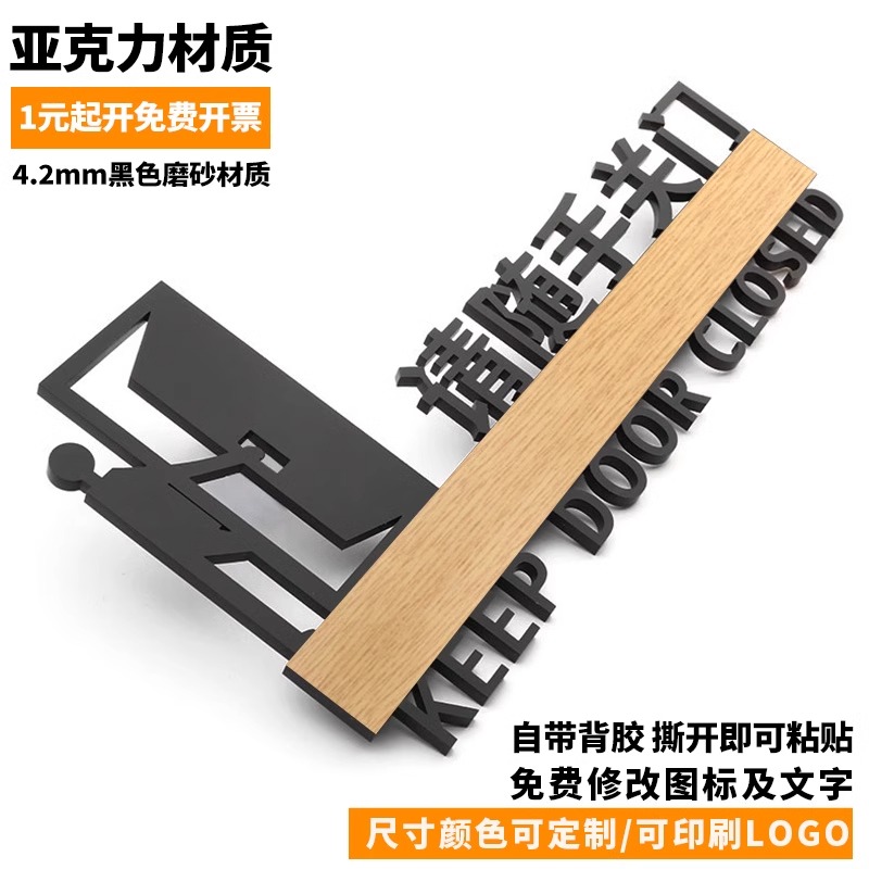 请随手关门节约用电提示标识牌