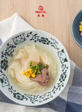 日本进口搞怪猫咪陶瓷大碗一对-38048