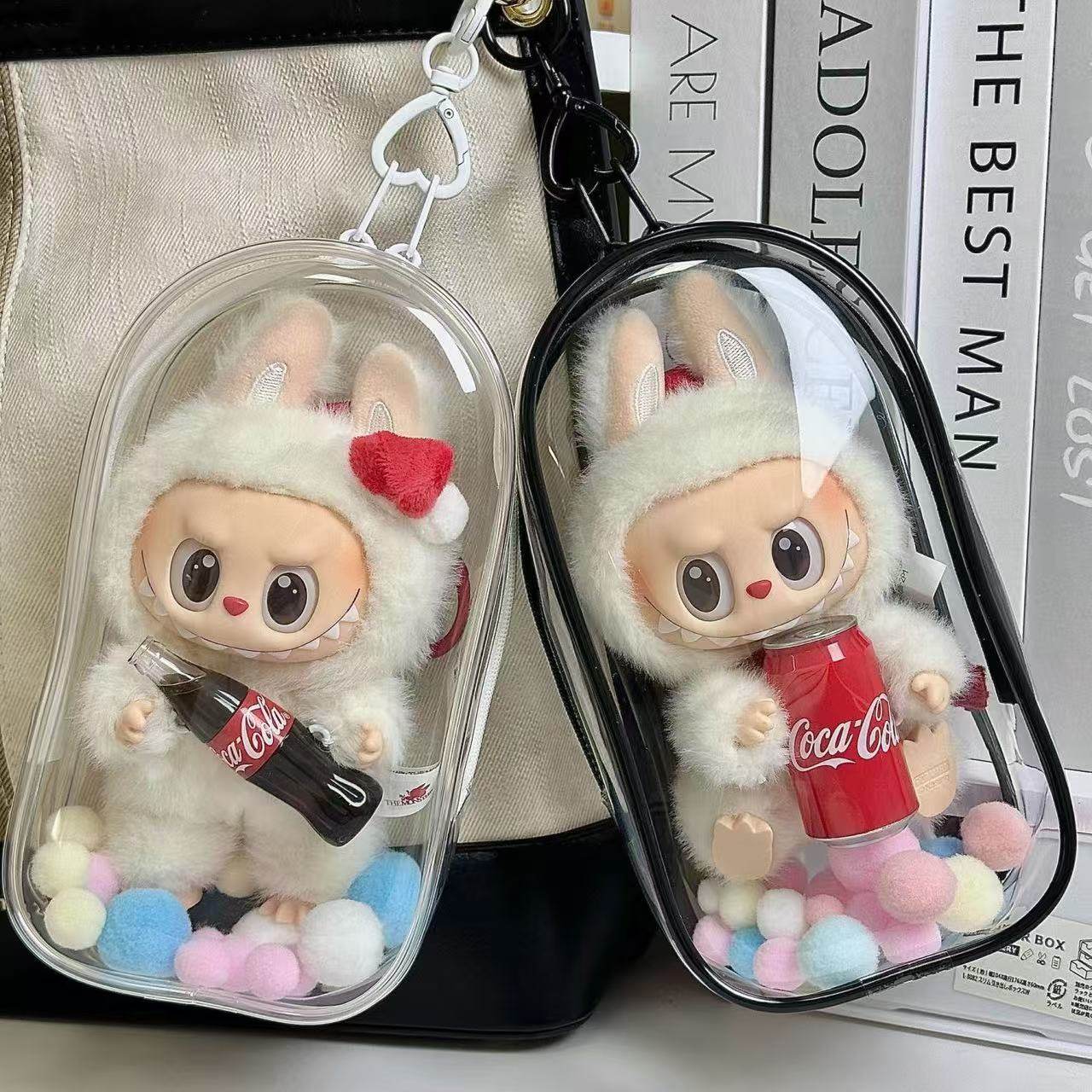 加厚版Labubu搪胶保护套高清拉布布可口可乐马卡龙春天野遛娃包