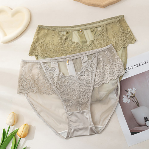 大码内裤女蕾丝性感中腰无痕透气