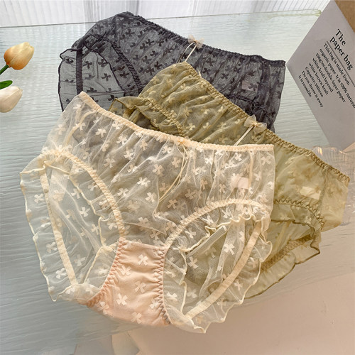 大码蕾丝内裤女性感纯欲透明薄款