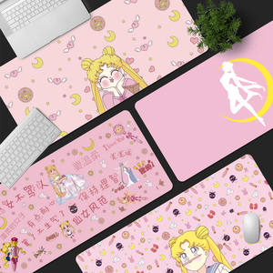粉色鼠标垫子女生美少女战士超大号长款可爱动漫水冰月桌垫滑鼠垫