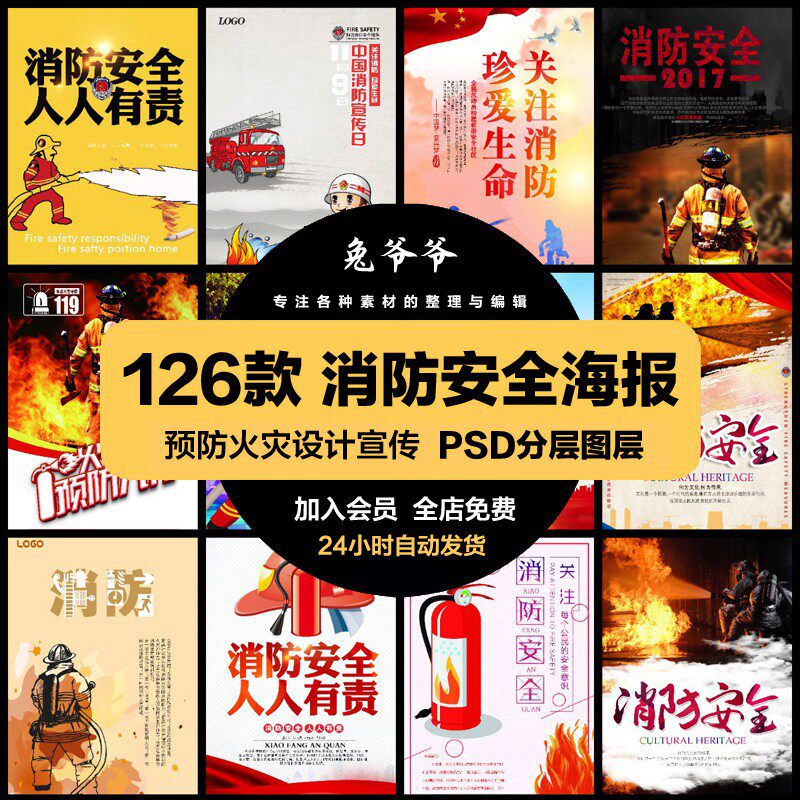 公益活动psd海报模板消防防火生产宣传广告设计素材