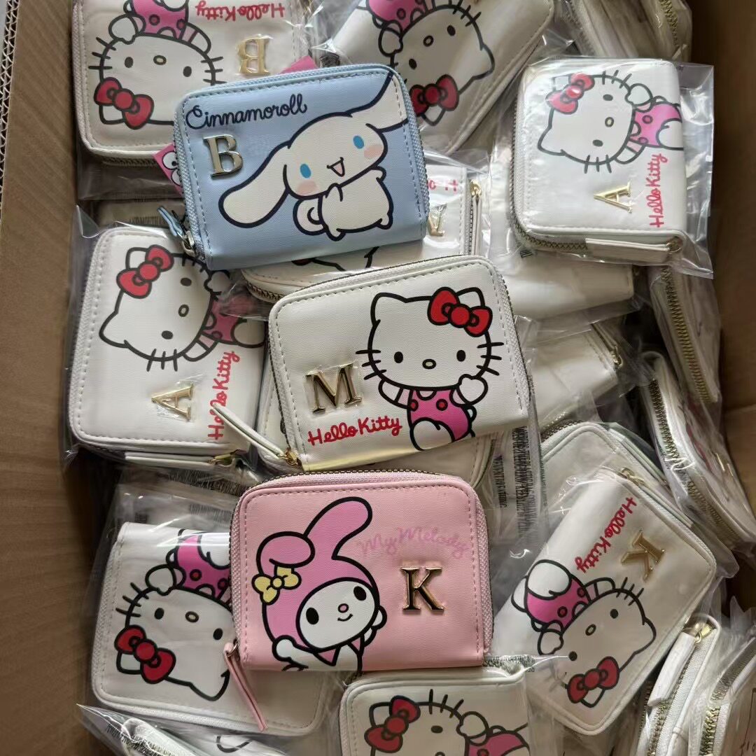 量少 外贸出口单可爱卡通KT印花零钱包女短款迷你卡包学生小钱包
