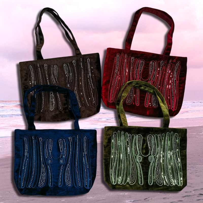 复古原宿辣妹烫钻丝绒单肩包