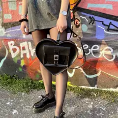 Only One Batch Available, Can Be Worn Cross-Body or as a Backpack, European and American Retro Punk Rock Practical Heart-Shaped Harajuku Sweet and Cool Girl Backpack