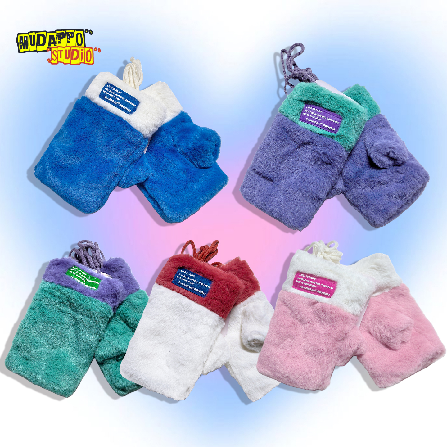 日系秋冬Y2K少女珊瑚绒保暖手套
