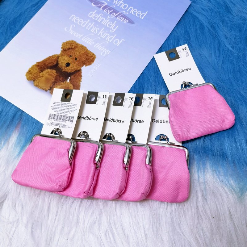 出口单蛙口零钱包粉色口红耳机包