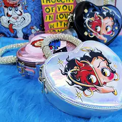 Small Quantity Hot Item Export Sweet Cool Yabi Spicy Girl Bb Lady Ghost Doll Rock Laser Diamond-Encrusted Heart-Shaped Handbag Crossbody Bag