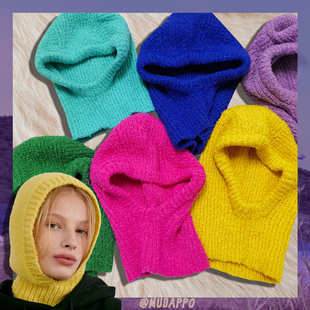 仅一批出口巴拉克拉法帽彩色加厚保暖围脖一体秋冬护耳毛线针织帽