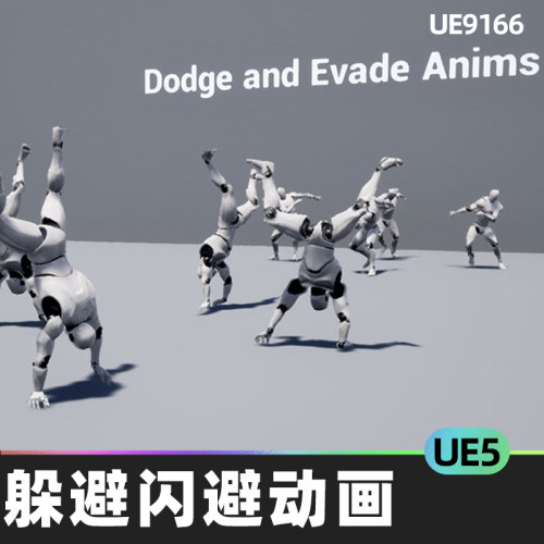 Dodge and Evade Anims躲避闪避动画UE5虚幻移动逃避躲闪翻跟头