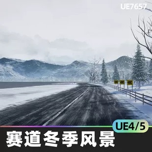 风景4.26虚幻UE5马路森林 Racing Track Winter Landscape赛道冬季