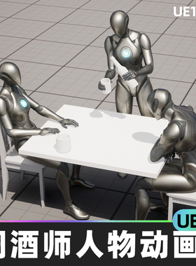 38 Bartender NPC Mocap Animations调酒师角色动画5.4虚幻UE5