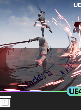 Insane Aircombo Anim Set动画4.22+虚幻引擎UE5风格化战斗刀剑