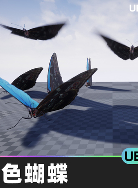 Blue Morpho Butterfly蓝色蝴蝶闪蝶3d模型飞行动画UE5虚幻5.1