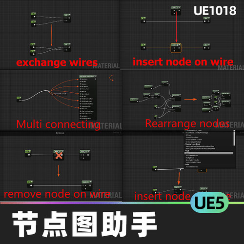 Node Graph Assistant节点图助手加快创建连接自动突出线直方UE5