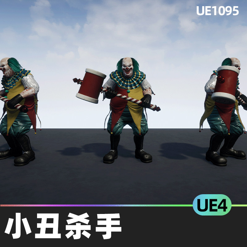 killer clown杀手小丑恐怖游戏角色蓝图动画命中反应ue4.27虚幻