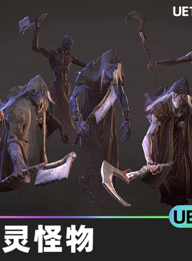 Monsters Wraith怪物幽灵动画角色UE5虚幻5.0魔幻游戏NPC死神怪物