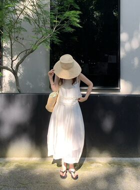 ENJOYABLE氛围感韩系轻薄飘逸感花苞半裙加无袖绑带上衣两件套装