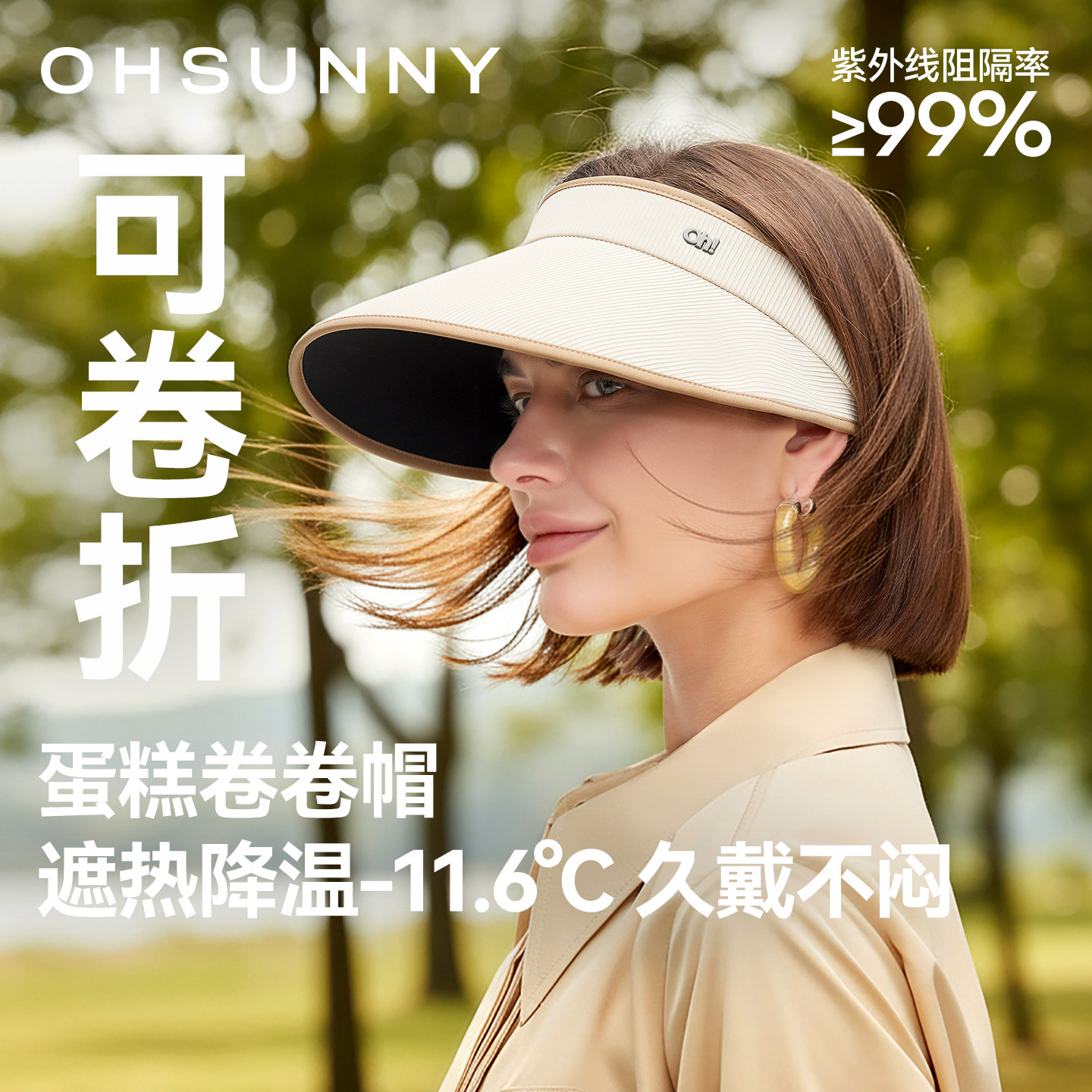 ohsunny防晒蛋糕帽2026新款大帽檐防紫外线遮阳空顶巨好看