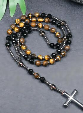 天然虎眼石8mm男士毛衣链