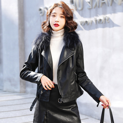 皮衣女短款外套春秋新款加绒加厚修身显瘦小个子pu皮夹克上衣高级