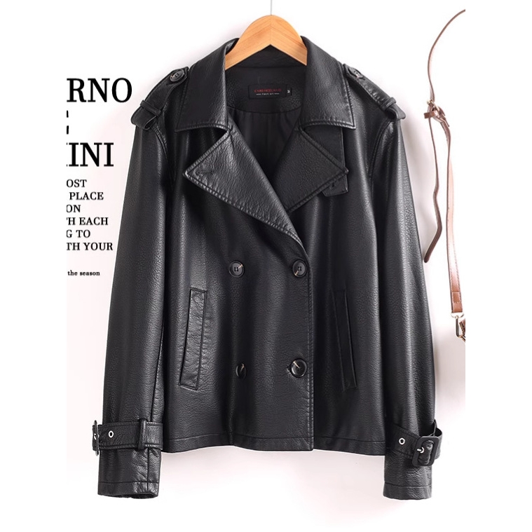 欧款翻领机车皮衣女25春秋新款时尚洋气风外套减龄显瘦上衣潮517