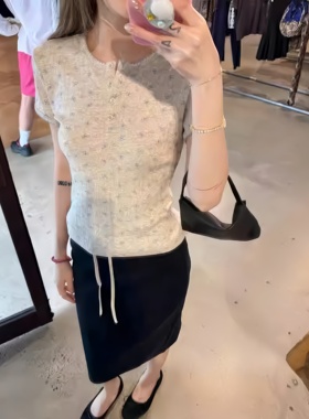 蘑糯糯monoo白色/灰色蝴蝶结印花短袖T恤 6023-001-0322