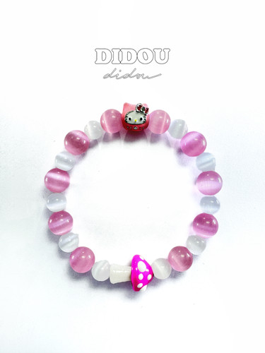 didou手链粉hellokitty凯蒂猫手串猫眼石女小众精致可爱少女礼物
