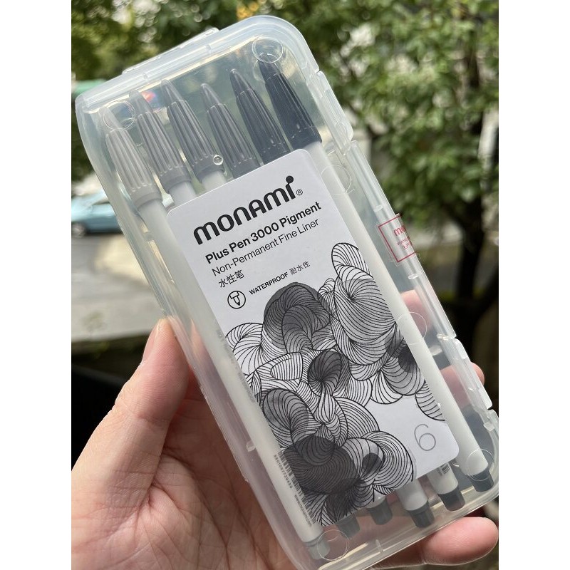 monami慕那美3000灰色系耐水性纤维笔勾线绘画笔套装可与水性马克