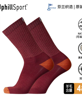 UPHILLSPORT户外L4运动袜美利奴羊毛袜红新年袜中筒徒步袜子E9189
