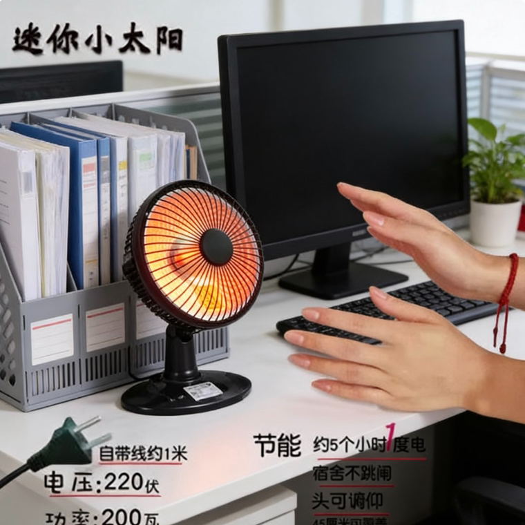 桌面暖手神器迷你版办公室桌上静音插电小太阳学生宿舍节能取暖器